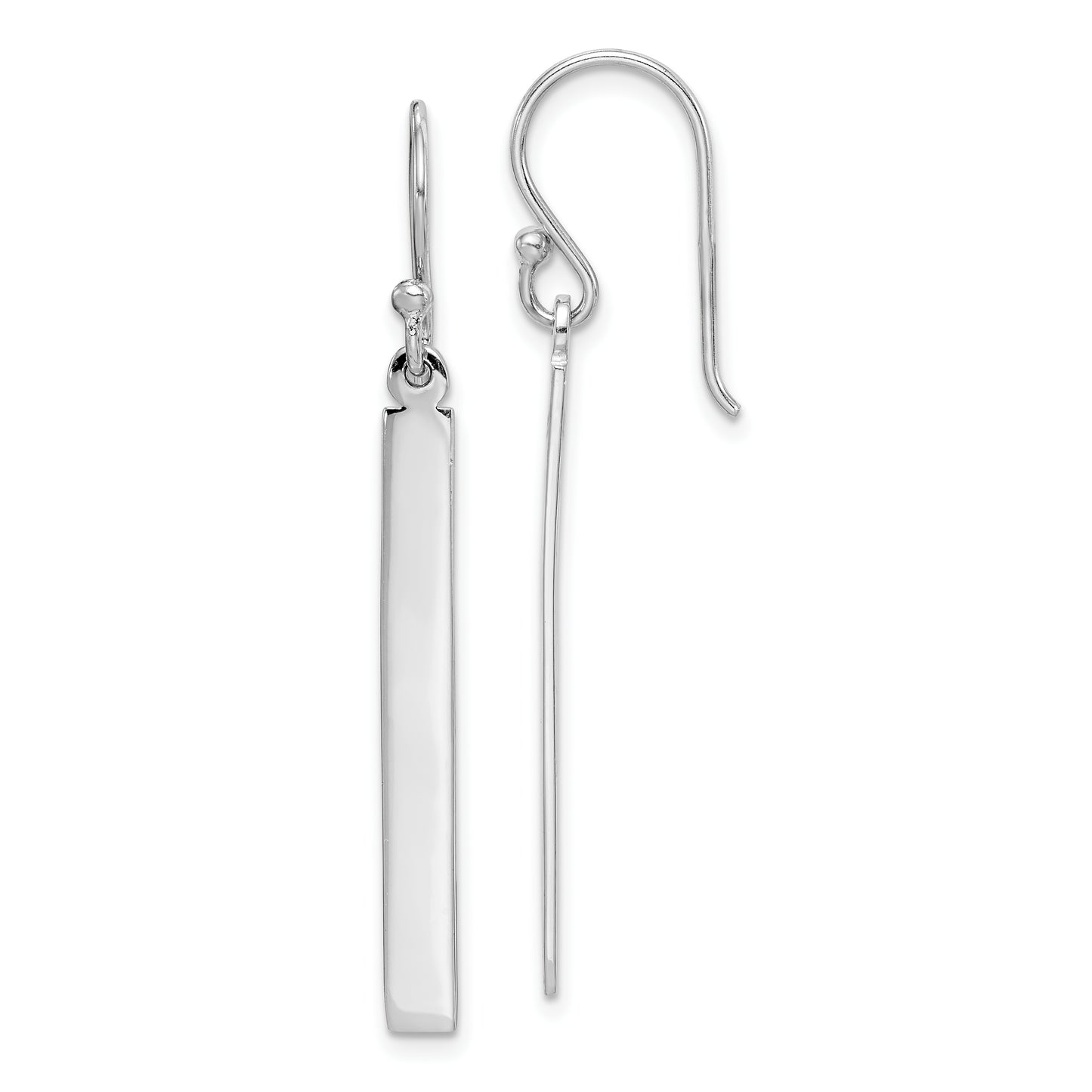 Sterling Silver Rhodium-Plated Polished Bar Dangle Earrings