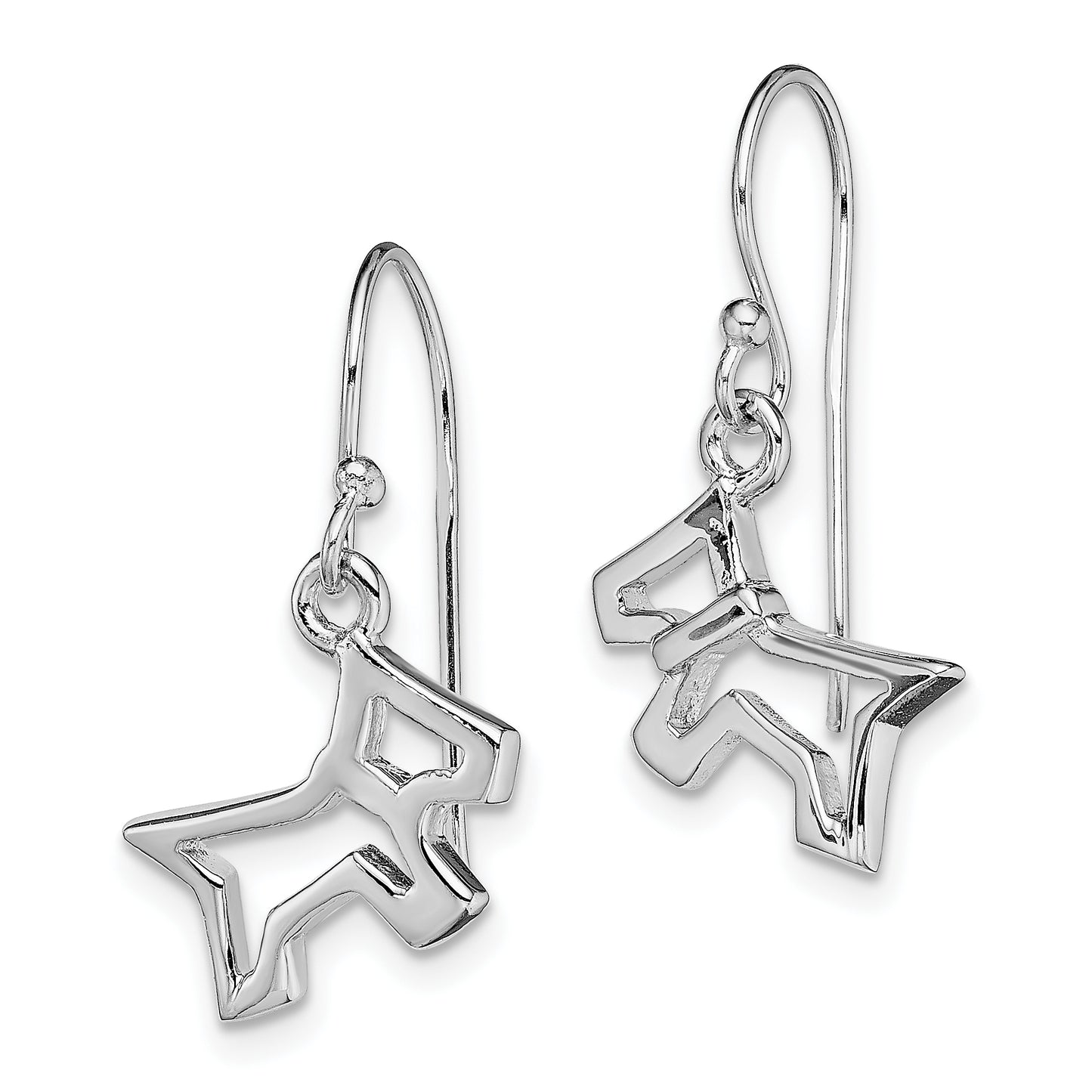 Sterling Silver Rhodium-Plated Dog Dangle Earrings