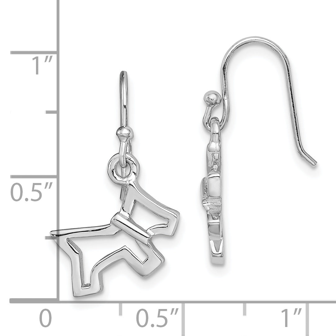 Sterling Silver Rhodium-Plated Dog Dangle Earrings