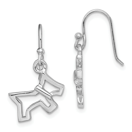 Sterling Silver Rhodium-Plated Dog Dangle Earrings