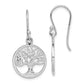 Sterling Silver Rhodium Plated Tree Dangle Earrings