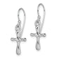 Sterling Silver Rhodium-Plated Polished Cross Dangle Earrings