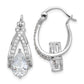 Sterling Silver Rhodium-Plated Pear Cz Hoop Earrings