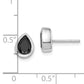 Sterling Silver Rhod-Plated Polished Black Cz Teardrop Bezel Stud Earrings