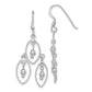 Sterling Silver Rhodium-Plated Polished Textured & Beaded Dangle Earrings