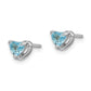 Sterling Silver Rhod-Plated Light Swiss Blue Topaz Heart Post Earrings