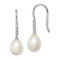 Sterling Silver Rhodium-Plated Polished 7-8mm Grey Freshwater Cultured Pearl & Cz Dangle Earrings