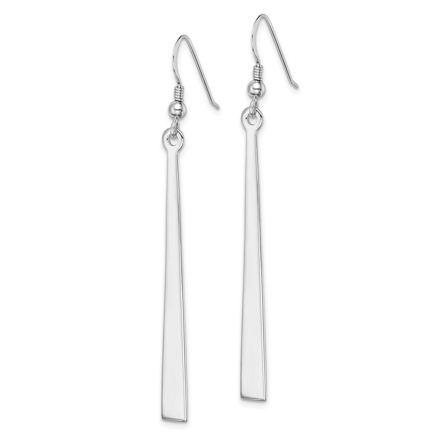 Sterling Silver Rhodium-Plated Polished Graduated Bar Dangle Earrings