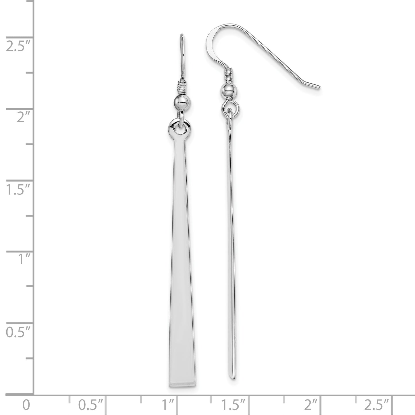 Sterling Silver Rhodium-Plated Polished Graduated Bar Dangle Earrings