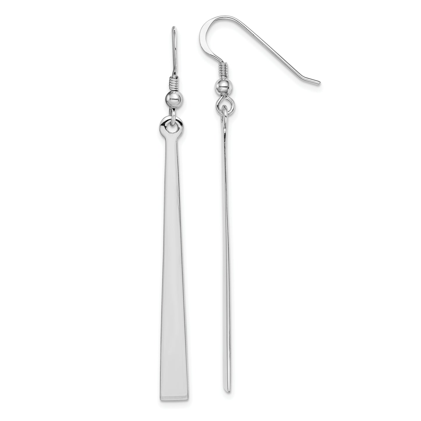 Sterling Silver Rhodium-Plated Polished Graduated Bar Dangle Earrings