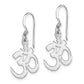 Sterling Silver Rhodium-Plated Polished Om Symbol Dangle Earrings