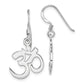 Sterling Silver Rhodium-Plated Polished Om Symbol Dangle Earrings