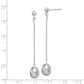 Sterling Silver Rhodium-Plated Polished & Beaded 7-8mm Grey Freshwater Cultured Pearl Post Dangle Earrings