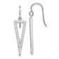 Sterling Silver Rhodium-Plated Polished Cz Triangle Dangle Earrings