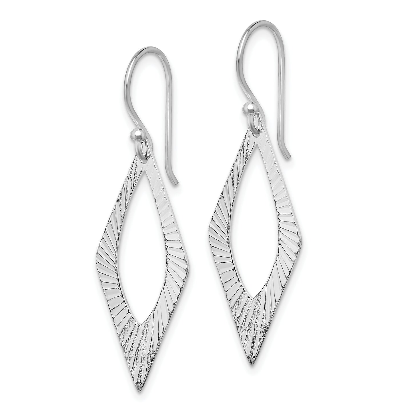 Sterling Silver Rhodium-Plated Diamond-Cut Geometric Dangle Earrings