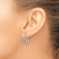 Sterling Silver Rhodium-Plated Cz Circles Dangle Post Earrings