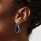 Sterling Silver Rhodium-Plated Polished Onyx Oval Dangle Earrings