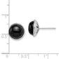 Sterling Silver Rhod-Plated Polished 10mm Onyx Cabochon Post Earrings