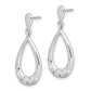 Sterling Silver Rhodium-Plated Cz Teardrop Dangle Post Earrings