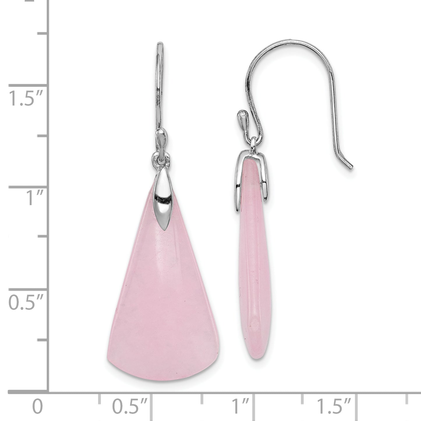 Sterling Silver Rhodium-Plated Dyed Pink Quartz Dangle Earrings