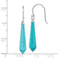 Sterling Silver Rh-Pltd Polished Imitation Turquoise Point Dangle Earrings