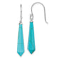 Sterling Silver Rh-Pltd Polished Imitation Turquoise Point Dangle Earrings