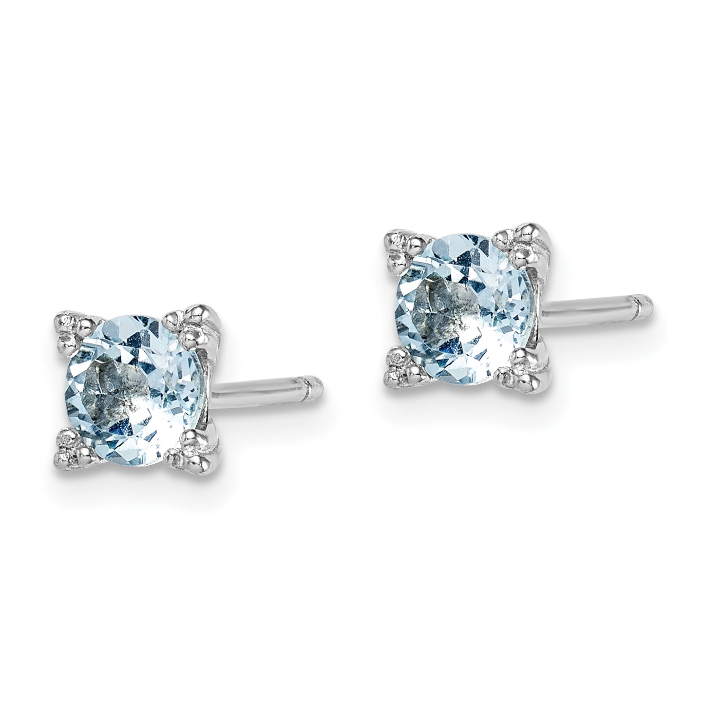 Sterling Silver Rhodium-Plated Round 5mm Blue Topaz Post Earrings