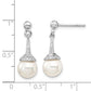 Sterling Silver Rhodium-Plated Cz And Imitation Shell Pearl Dangle Earrings