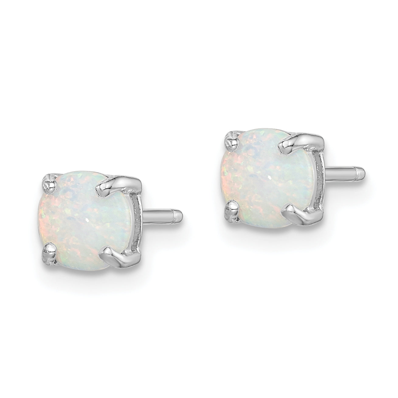 Sterling Silver Rhodium-Plated Polished Pink, White & Blue Round 6mm Created Opal 3 Pair Set Of Stud Earrings