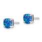 Sterling Silver Rhodium-Plated Polished Pink, White & Blue Round 6mm Created Opal 3 Pair Set Of Stud Earrings