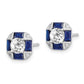 Sterling Silver Rhodium-Plated Cz And Lab Created Blue Spinel Earrings