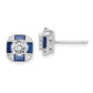 Sterling Silver Rhodium-Plated Cz And Lab Created Blue Spinel Earrings