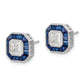 Sterling Silver Rhodium-Plated Synthetic Blue Spinel And Cz Earrings