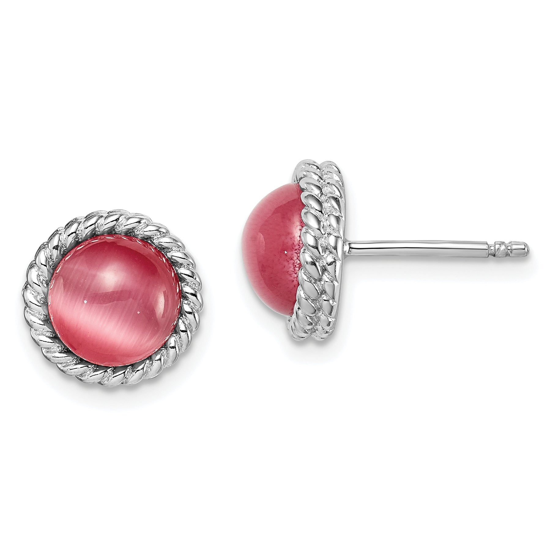 Store Hand Crafted: Pink Rhodium Cat's Eye Earrings