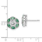 Sterling Silver Rhodium-Plated Lab Cr. Green Spineland Cz Earrings