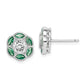 Sterling Silver Rhodium-Plated Lab Cr. Green Spineland Cz Earrings