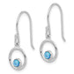 Sterling Silver Rhod-Plated Polished Created Opal Circle Dangle Earrings