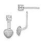 Sterling Silver Rhodium Plated Cz Dangle Heart Front/Back Earrings