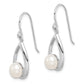 Sterling Silver Rhodium-Plated Polished White 6-7mm Freshwater Cultured Pearl Teardrop Dangle Earrings