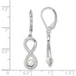 Sterling Silver Rhodium-Plated Polished White 4-5mm Freshwater Cultured Pearl & Cz Infinity Leverback Dangle Earrings