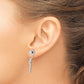 Sterling Silver Rhod-Plated Cz Front And Back Dangle Post Earrings