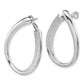 Sterling Silver Rh-Plated Cz Pave Front And Back Oval Hoop Earrings