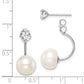 Sterling Silver Rhodium-Plated Polished White 9-10mm Freshwater Cultured Pearl & Cz Front Back Post Dangle Earrings