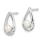 Sterling Silver Rhodium-Plated Cz 4-5mm Fwc Pearl Teardrop Post Earrings