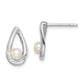 Sterling Silver Rhodium-Plated Cz 4-5mm Fwc Pearl Teardrop Post Earrings