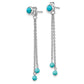 Sterling Silver Rhodium-Plated Polished Imitation Turquoise Front & Back Chain Post Dangle Earrings