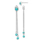 Sterling Silver Rhodium-Plated Polished Imitation Turquoise Front & Back Chain Post Dangle Earrings