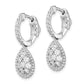 Sterling Silver Shimmer Rhodium-Plated 30 Stone Cz Teardrop Dangle Hinged Hoop Earrings