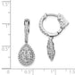 Sterling Silver Shimmer Rhodium-Plated 30 Stone Cz Teardrop Dangle Hinged Hoop Earrings