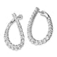 Sterling Silver Shimmer Rhodium-Plated 40 Stone Cz Front And Back Teardrop Hinged Hoop Earrings